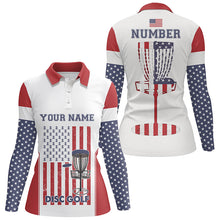 Load image into Gallery viewer, American Flag Disc Golf Polo Shirt Custom Patriotic Golf Shirts For Women Disc Golf Gifts LDT0775
