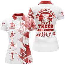 Load image into Gallery viewer, Personalized Womens Red &amp; White Disc Golf Polo Shirts, Evolution Disc Golf Shirts For Women LDT0199