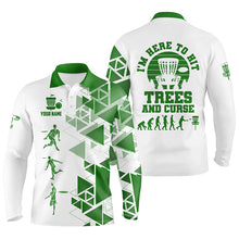 Load image into Gallery viewer, Personalized Mens Green &amp; White Disc Golf Polo Shirts, Evolution Disc Golf Shirts For Men LDT0200