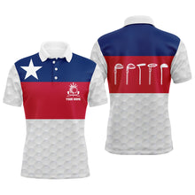 Load image into Gallery viewer, Texas Flag Mens Golf Polo Shirt, Texas Golf Shirts For Men, Custom Name Patriotic Golf Gifts LDT0073