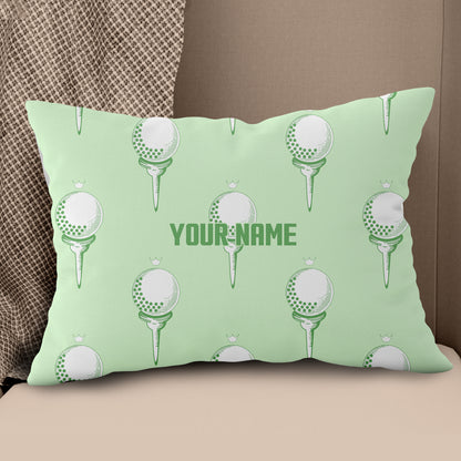Green Golf Ball On Tee Personalized Pillow For Golfers Custom Golf Gifts LDT1095