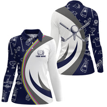 Load image into Gallery viewer, Golf Equipment Womens Golf Polo Shirts, Navy Custom Name Golf Shirts For Women, Golf Gifts LDT0097