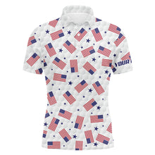 Load image into Gallery viewer, American Flag Golf Pattern Mens Polo Shirts Custom Patriotic Golf Shirts For Men Golf Gifts LDT0388