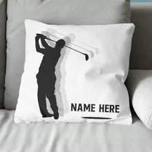 Load image into Gallery viewer, Silhouette Swing Golfer Custom Throw Pillow Personalized Golfing Gifts LDT1211