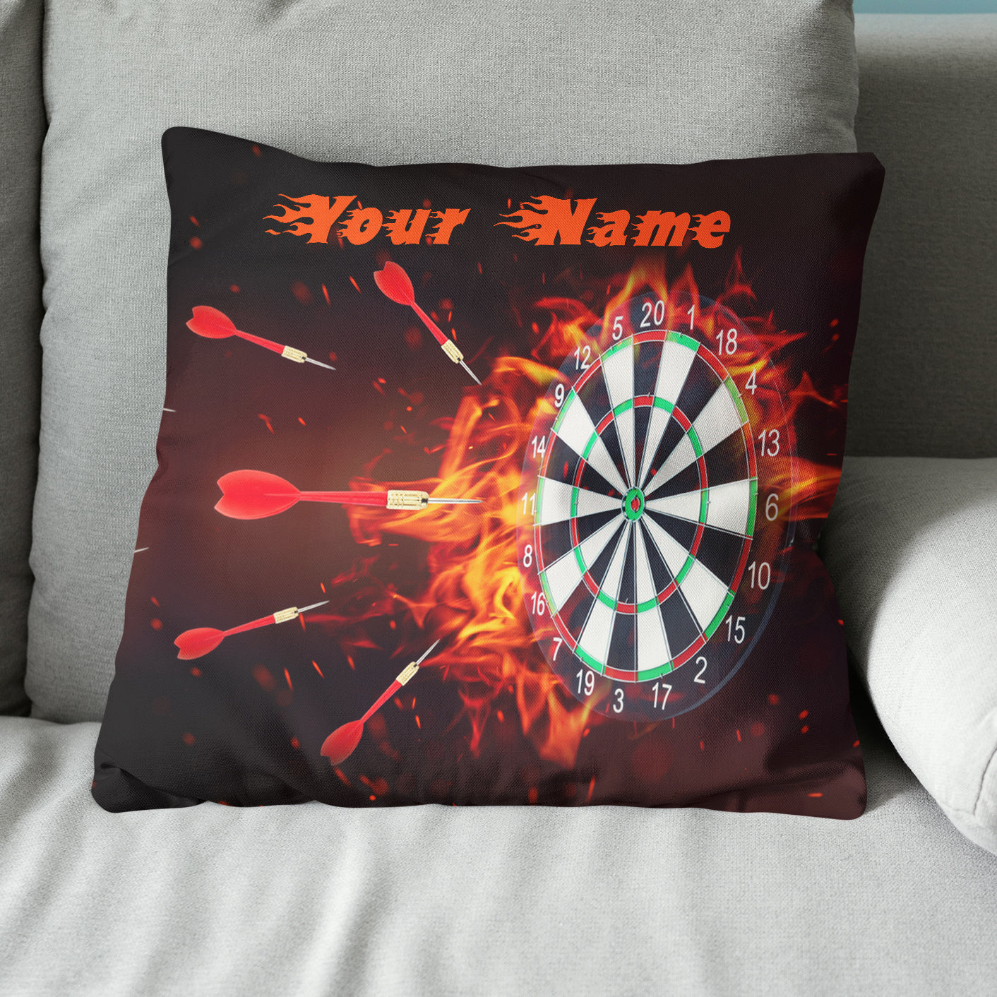 Fire Burning Dartboard Custom Pillow Personalized Darts Gifts For Player LDT1119