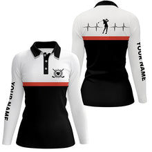 Load image into Gallery viewer, Golf Heart Beat Black Orange Polo Shirts Custom Name Golf Shirts For Women Golfing Gifts LDT0384