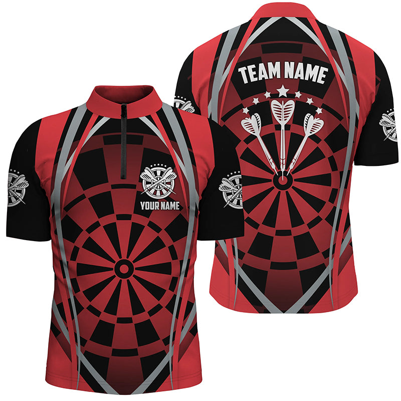 Personalized Dart Board Red Black Quarter Zip Shirt Cool Darts Shirt For Men Darts Jersey LDT0419