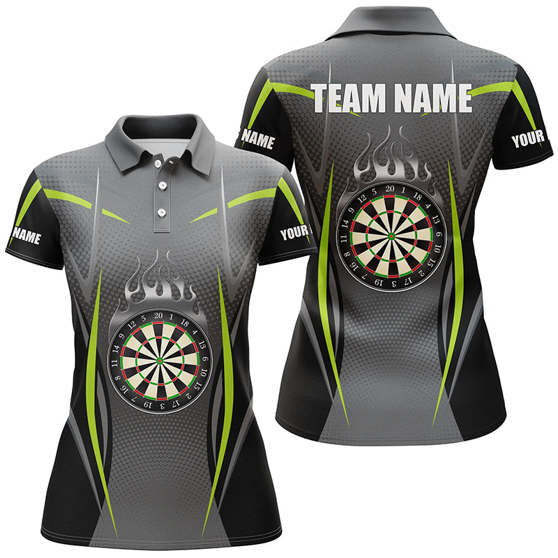 Green Grey Sports Style Womens Darts Polo Shirt Custom Darts Shirt For Women Dart Jerseys LDT1383