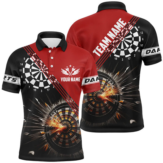 Black Red Darts Fire Personalized Mens Polo Shirt Custom Dart Jerseys For Men LDT0995
