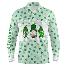 Load image into Gallery viewer, St. Patrick's Day Watercolor Gnomes On Green Clover Mens Golf Polo Shirts Funny Golf Shirts For Men LDT1020