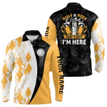 Load image into Gallery viewer, Golf And Beer That's Why I'm Here Argyle Mens Polo Shirt Beer Golf Shirt For Men Golf Gifts LDT0538
