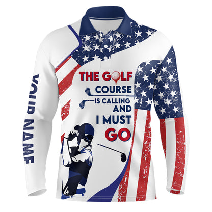 Retro American Flag Mens Golf Polo Shirt Custom Patriotic Golf Shirts For Men Best Golf Gifts LDT0883