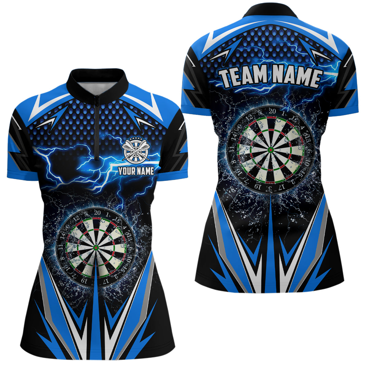Blue Thunder Lightning Darts Quarter Zip Shirts Custom Darts Shirt For Women Dart Jerseys LDT1304
