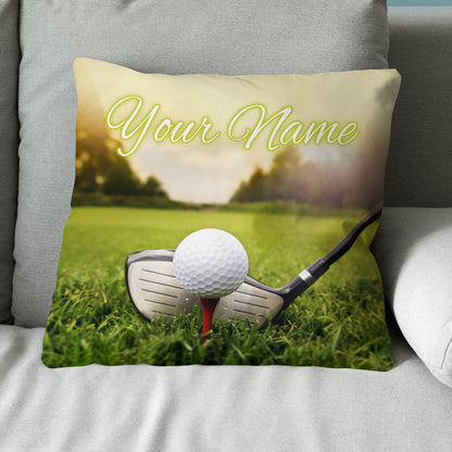 Golf Club And Ball In Grass Custom Throw Pillow Personalized Golf Gifts LDT1108