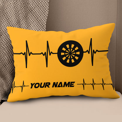 Yellow Dartboard Heartbeat Custom Throw Pillow Personalized Dart Gifts LDT1110