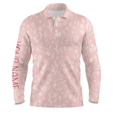 Load image into Gallery viewer, Pink Cute Easter Eggs &amp; Bunnies Mens Golf Polo Shirt Custom Easter Day Golf Tops For Men Golf Gifts LDT1335