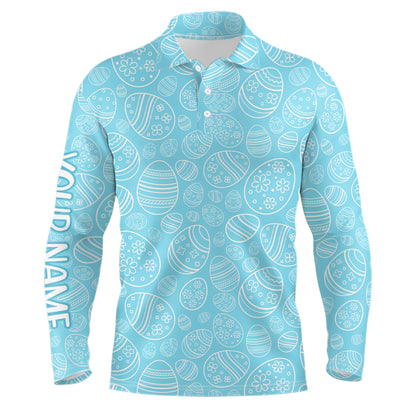 Blue Easter Eggs Mens Golf Polo Shirts Custom Easter Day Funny Golf Tops For Men Golfing Gifts LDT1337