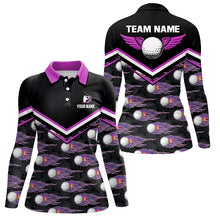 Load image into Gallery viewer, Fire Golf Ball Flames Womens Golf Polo Shirts, Personalized Pink Golf Shirts For Women, Golfing Gifts LDT0129