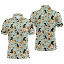 Load image into Gallery viewer, Cat Seamless Halloween Pattern Green Mens Golf Polo Shirts Cute Halloween Golf Gifts For Men LDT0377
