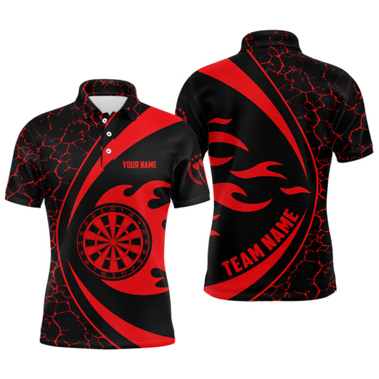 Personalized Red Fire Flame Darts Men Polo Shirt Darts Shirt For Men Darts Team Jersey LDT0712
