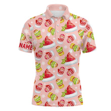 Load image into Gallery viewer, Watercolor Pink Christmas Golf Mens Polo Shirt Personalized Funny Golf Shirts For Men Golf Gifts LDT0924