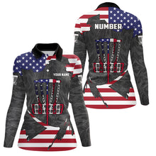 Load image into Gallery viewer, American Flag Disc Golf Basket Customized Patriotic Disc Golf Shirts For Women Retro Golf Top LDT0948