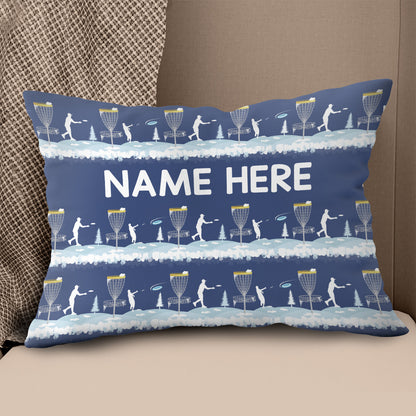 Disc Golf Winter Blue Custom Throw Pillow Personalized Disc Golf Gifts LDT1196