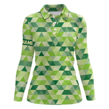 Load image into Gallery viewer, Geometric Green Womens Golf Polo Shirt Custom St Patrick Day Golf Shirts For Women Golf Gifts LDT1415