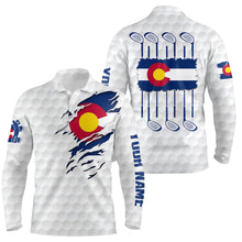 Load image into Gallery viewer, Colorado Flag Golf Pattern White Mens Polo Shirt Custom Golf Shirts For Men Patriotic Golf Gifts LDT0785