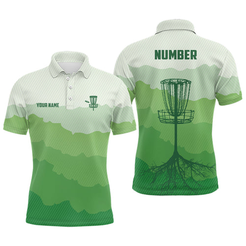Green Sunset Customized Mens Disc Golf Polo Shirt Number Disc Golf Tops For Men Disc Golf Basket LDT1011