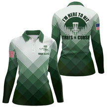 Load image into Gallery viewer, I'm Here To Hit Trees &amp; Curse Green Disc Golf Shirt Custom Geometric Disc Golf Tops For Women LDT0516