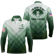 Load image into Gallery viewer, I'm Here To Hit Trees &amp; Curse Green Mens Disc Golf Shirt Custom Geometric Disc Golf Tops For Men LDT0516