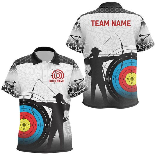 Personalized 3D Target Archery Silhouette Archer Polo Shirts For Kids, Custom Arrows Archery Shirts VHM0637