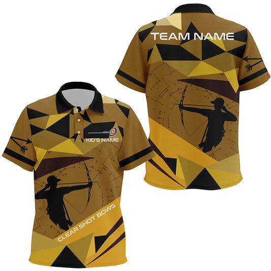Personalized Clear Shot Bows Silhouette Archer Polo Shirts For Kids, Custom Target Archery Shirts  VHM0640