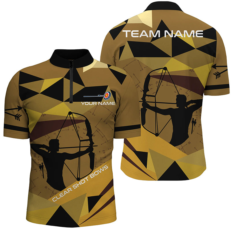 Personalized Clear Shot Bows Silhouette Archer Quarter-Zip Shirts For Men, Target Archery Shirts  VHM0640