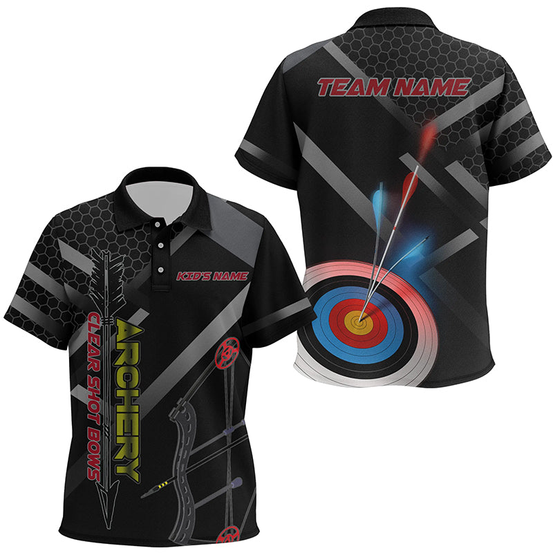 Personalized Clear Shot Bows 3D Target Archery Polo Shirts For Kids, Custom Archery Team Shirts  VHM0659