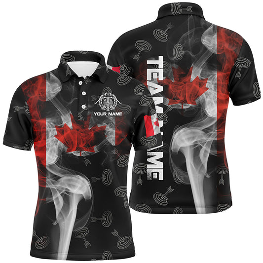 Personalized Vintage Smoke Canadian Flag Archery Polo Shirts For Men, 3D Target Archery Jerseys VHM0794