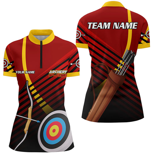 Personalized 3D Target Archery Quarter-Zip Shirts For Women Custom Arrows Recurve Bow Archery Shirts VHM0639