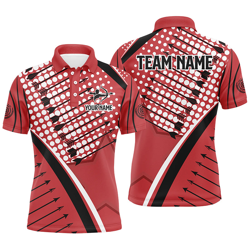 Personalized Red Arrows Pattern Archery Polo Shirts For Men, Custom Archery Team Shirts VHM0689