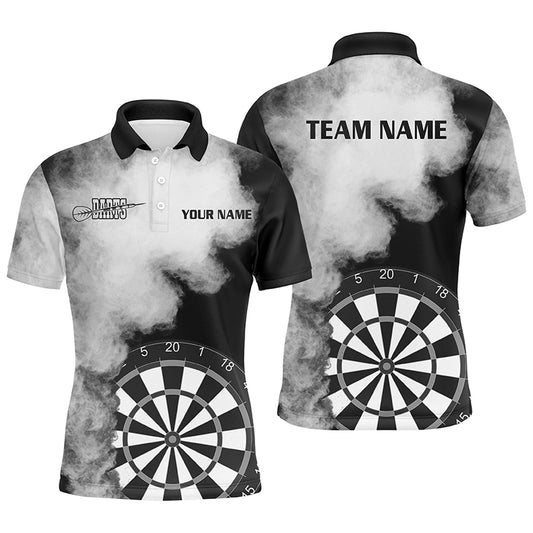 Personalized Black White Flame Mens Darts Polo Shirts Custom Dart Jerseys For Men Dart Team Shirts VHM1119