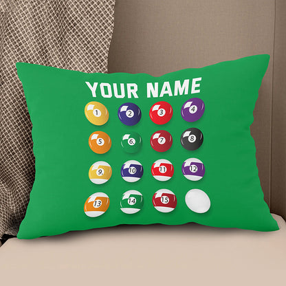 Personalized Billiard Balls Pillow Custom Throw Pillow Top Billiard Gift VHM0890