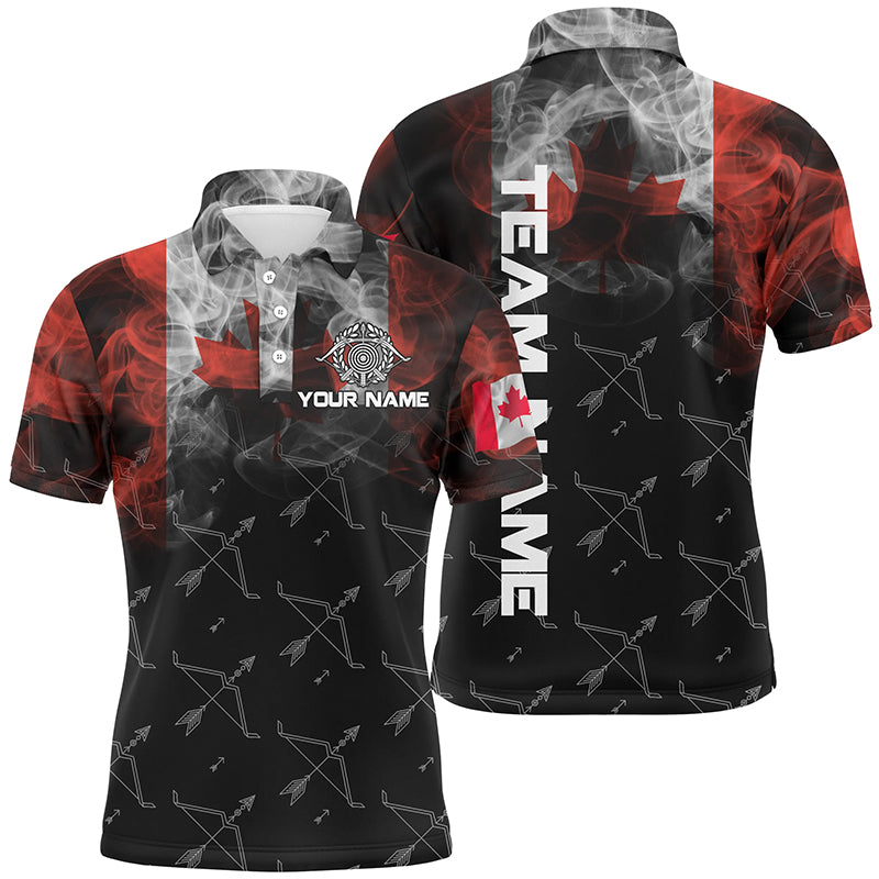 Personalized Vintage Smoke Canadian Flag Archery 3D Polo Shirts For Men Custom Bows Archery Jerseys VHM0981