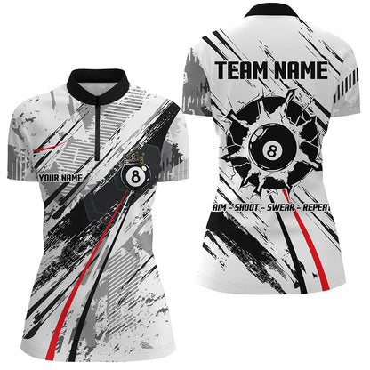 Personalized 8 Ball Billiards Shirts For Women, 8 Ball Pool Jerseys Custom Mens Billiard Shirts VHM1198
