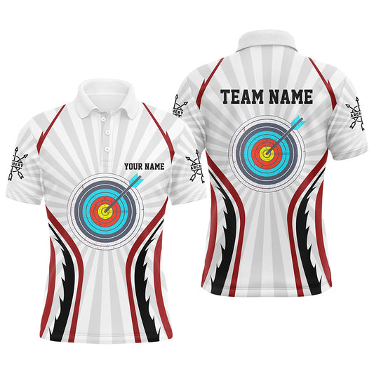 Personalized Retro Red Targets Archery Polo Shirts For Men, Custom Arrows Archery Team Jerseys VHM0562