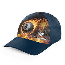 Load image into Gallery viewer, Personalized Fire And Water 3D 8 Ball Billiards Hat Cap For Pool Player, Custom 8 Ball Pool Hats VHM0761