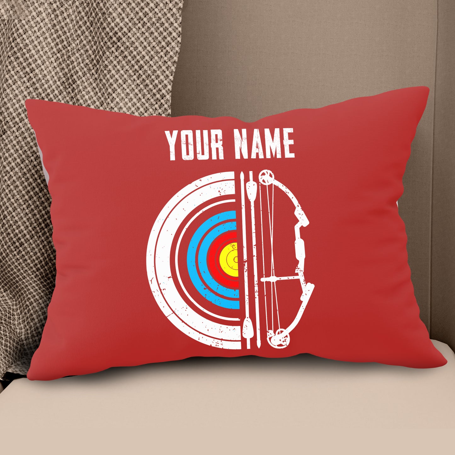 Personalized Red Target Archery Pillows, Custom Gifts For Archery Lovers VHM0829