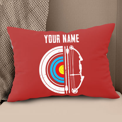 Personalized Red Target Archery Pillows, Custom Gifts For Archery Lovers VHM0829