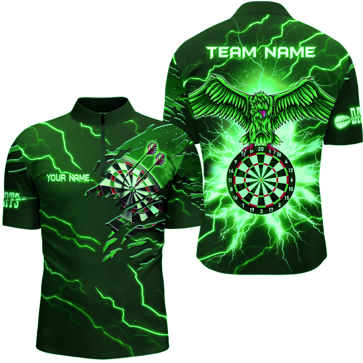 Personalized Thunder Green Eagle Dart Quarter-Zip Shirt Custom Dart Shirts For Men Dart Team Shirts VHM1143