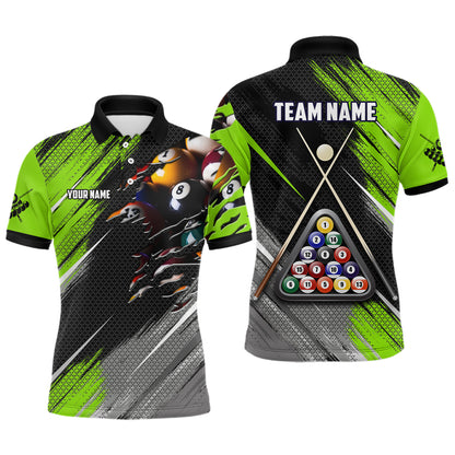 Personalized Green Black Billiard Balls 3D Shirts For Men Custom 8 Ball Pool Billiards Team Jerseys VHM1187