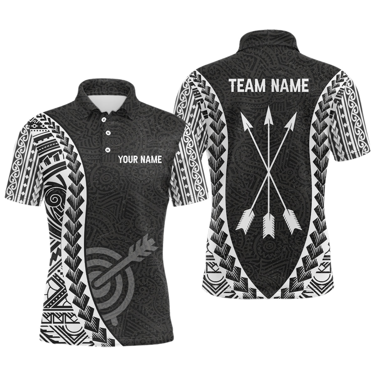 Personalized Tribal Pattern Target Archery Polo Shirts For Men, Custom Arrows Archery Team Shirts VHM0764